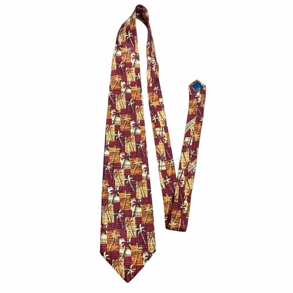 Ermenegildo Zegna Other - Ermenegildo Zegna Burgundy and Gold Patterned Tie